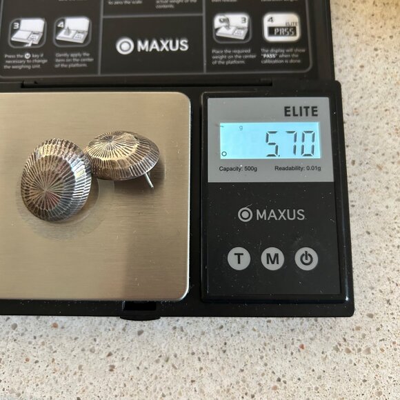 Vintage Sterling Silver Pierced Earrings Oval Textured 925 Stamped 5.7 grams - Picture 12 of 13